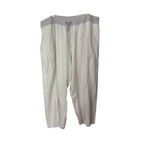 Eileen Fisher Wide Leg Pants Womens 3X Light Gray Organic Linen‎ Sustainable